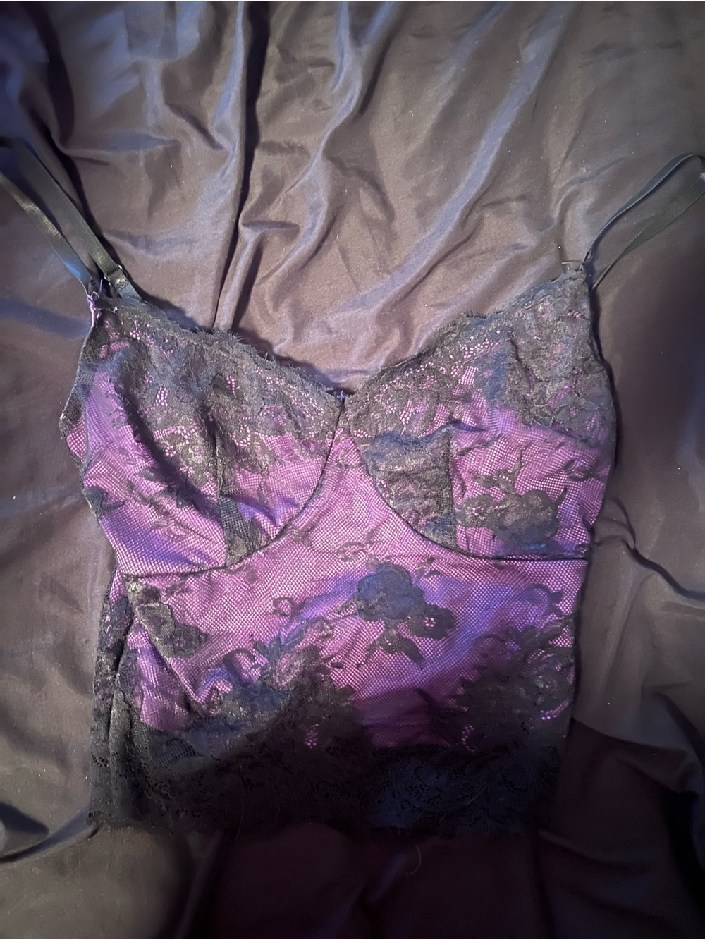 Whimsical Purple Lace Camisole Tank Top